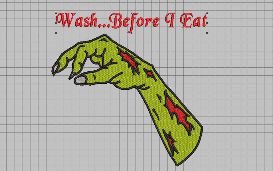 (Zombie Hand AND Phrase) for Towel Embroidery File (NOT A PHYSICAL PRODUCT)