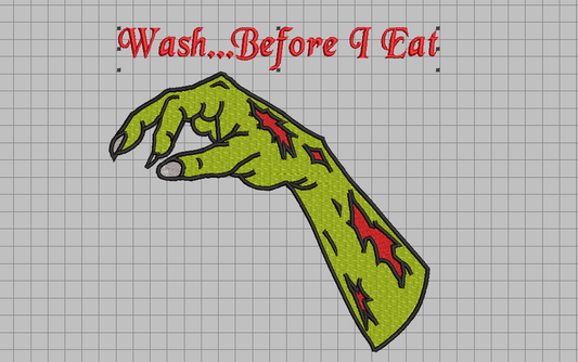 (Zombie Hand AND Phrase) for Towel Embroidery File (NOT A PHYSICAL PRODUCT)